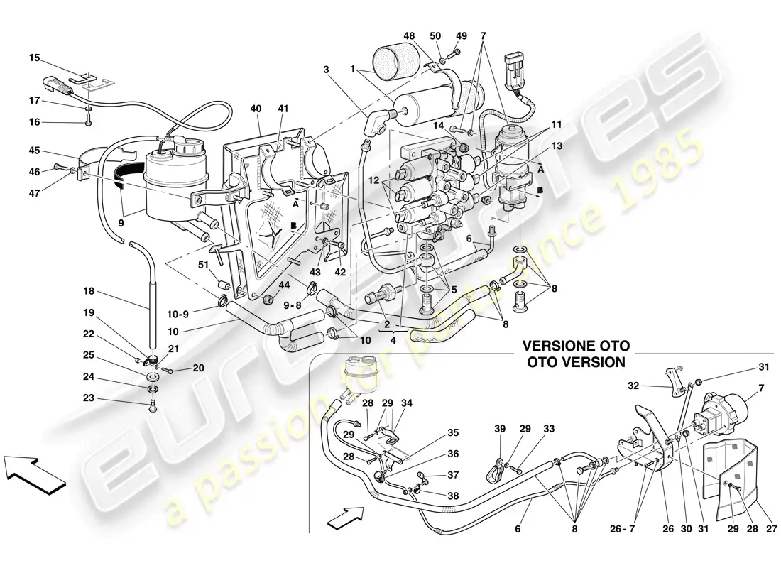 ferrari 612 scaglietti (rhd) power unit and tank diagrama de piezas