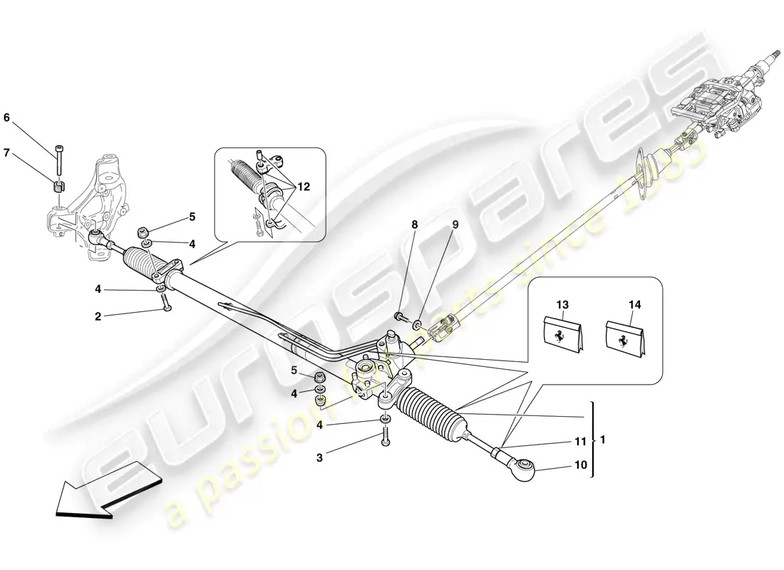 ferrari 599 gtb fiorano (europe) caja de dirección asistida hidráulica diagrama de piezas