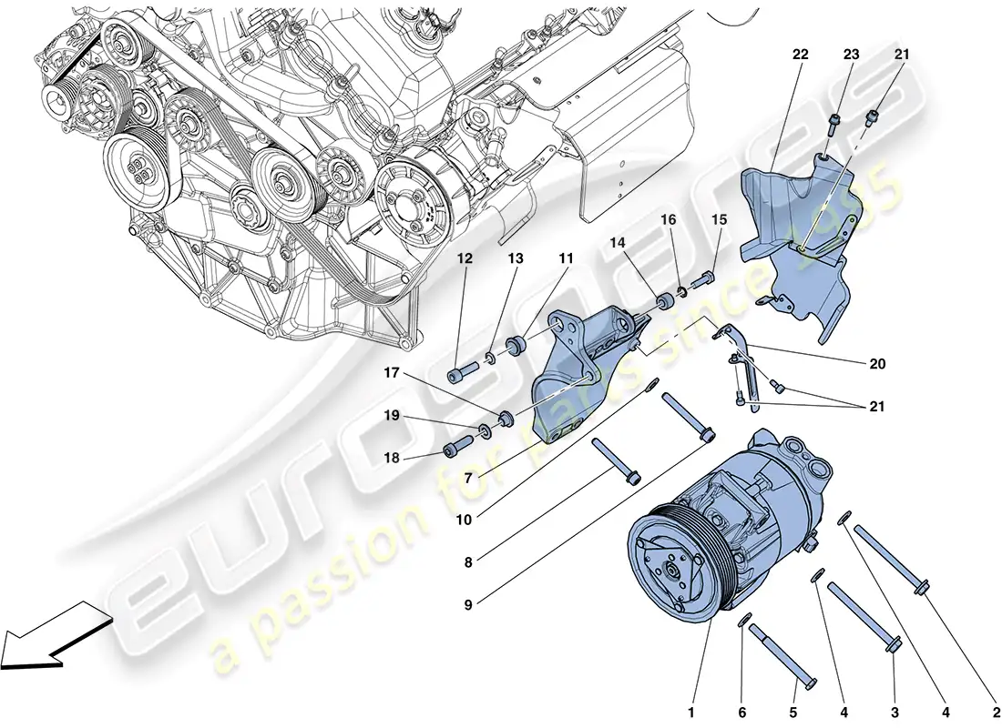 ferrari ff (europe) compresor del sistema de ca diagrama de piezas