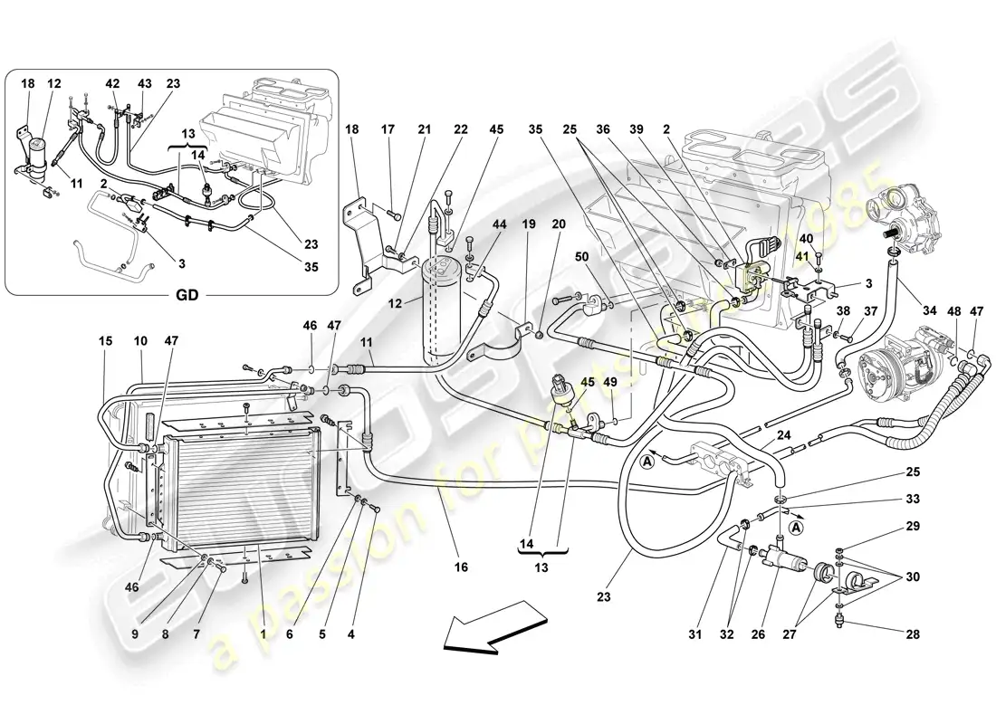 ferrari f430 spider (usa) sistema de ca diagrama de piezas