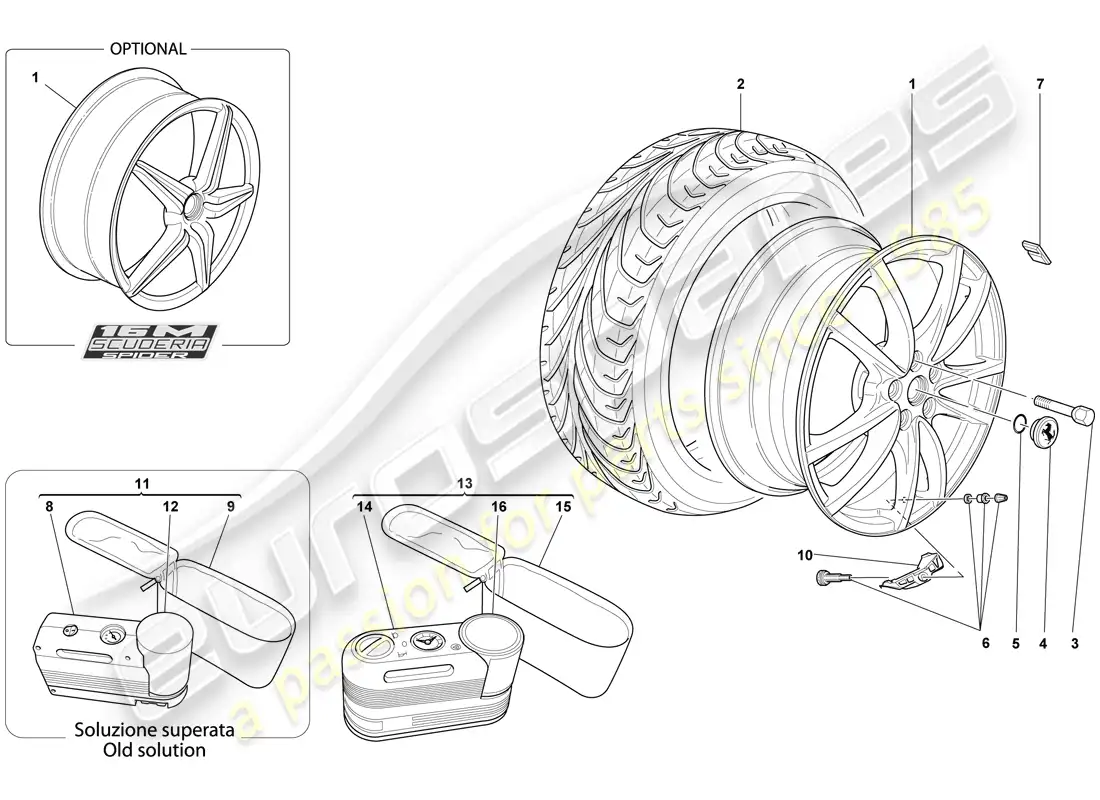 ferrari f430 scuderia (usa) ruedas diagrama de piezas