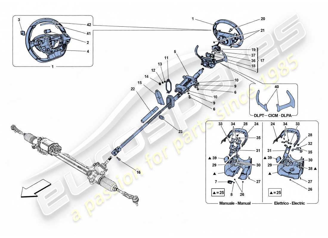 ferrari 812 superfast control de dirección diagrama de piezas