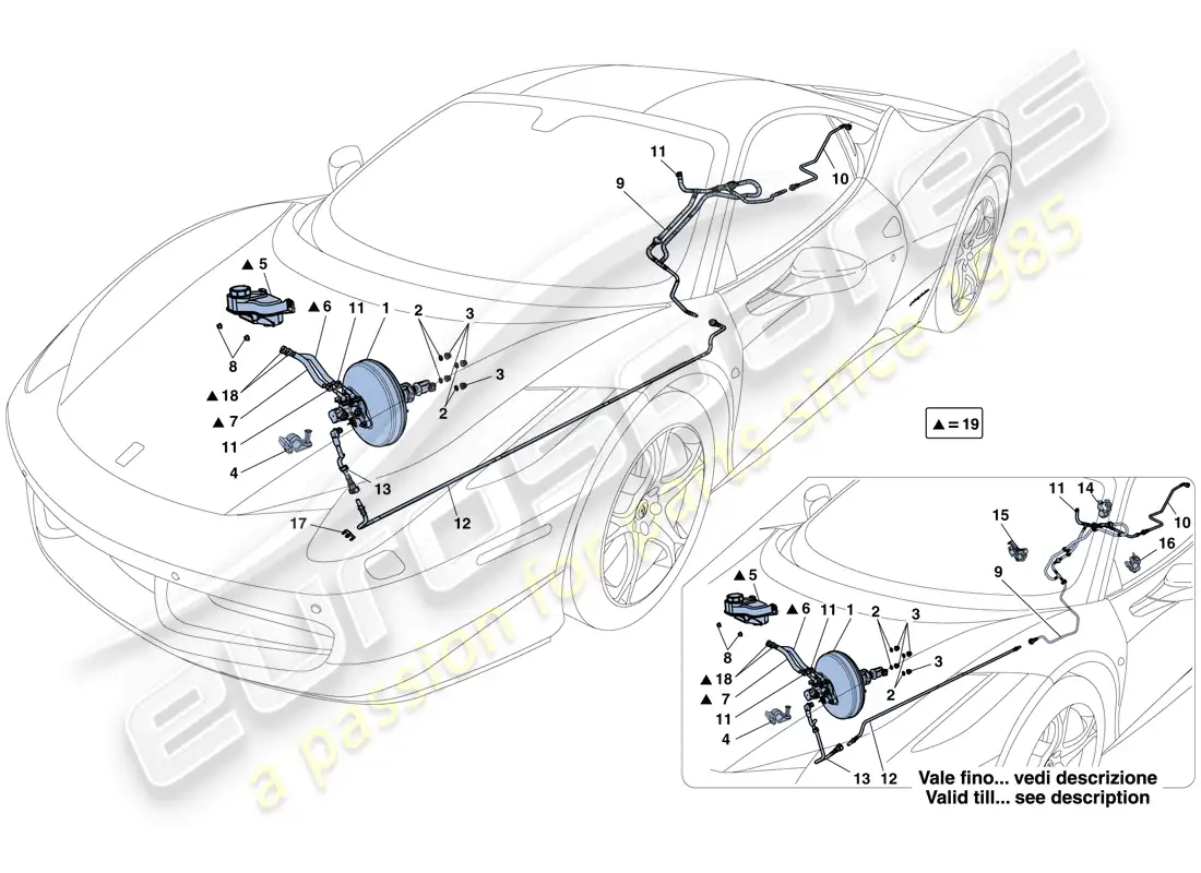 ferrari 458 italia (usa) sistema de dirección asistida diagrama de piezas
