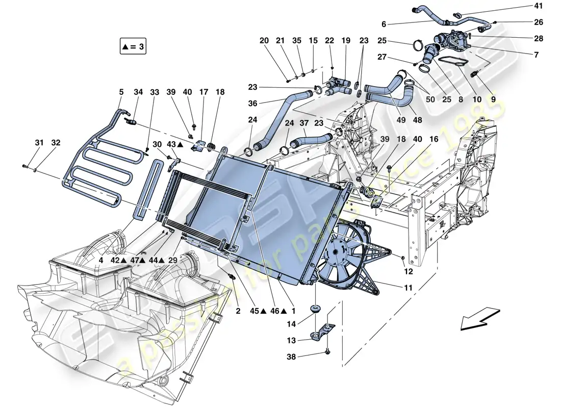 ferrari california t (usa) refrigeración: radiadores y conductos de aire diagrama de piezas