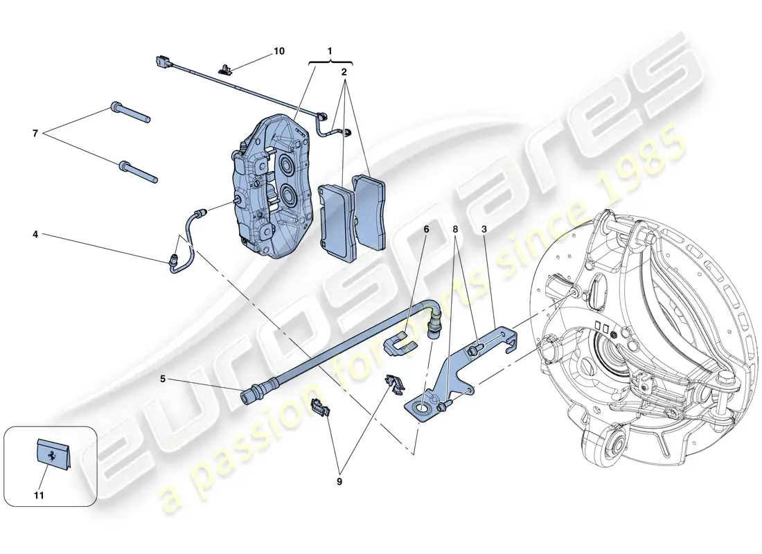 ferrari california t (rhd) pinzas de freno trasero diagrama de piezas
