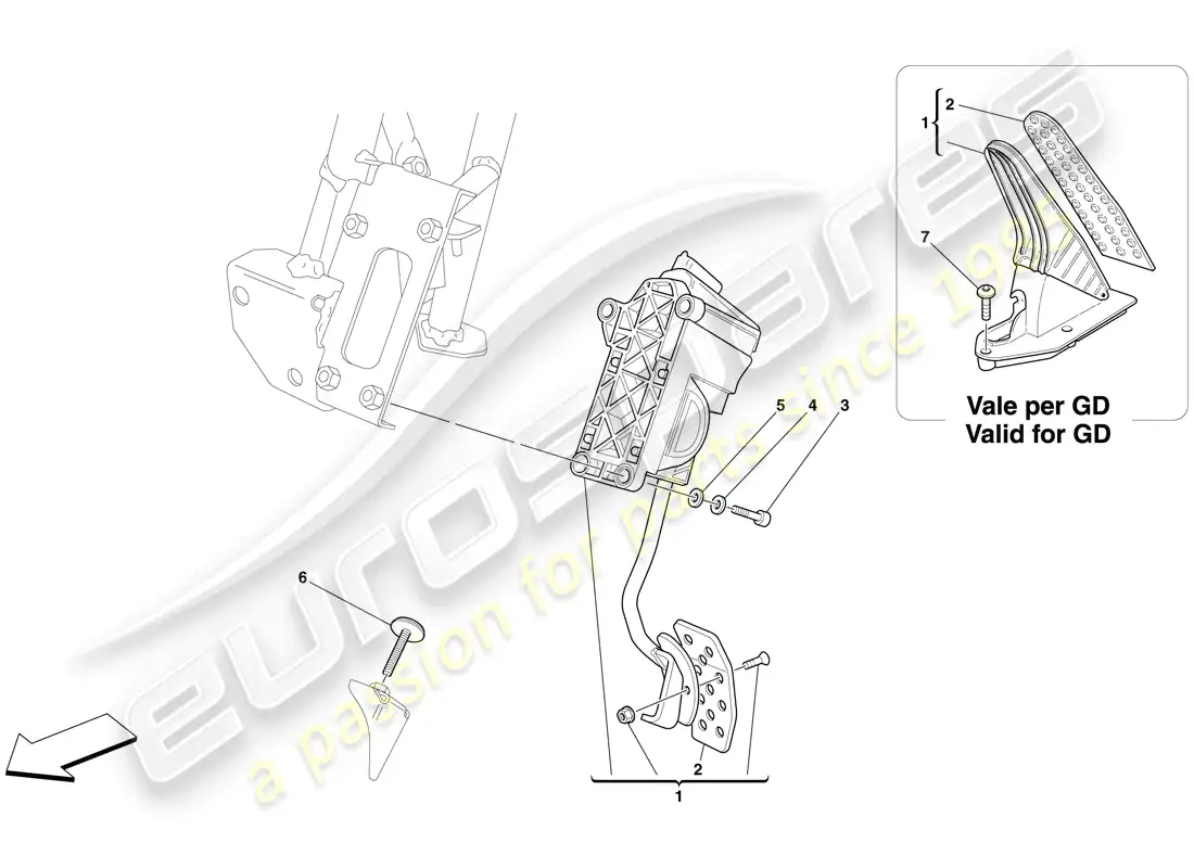 ferrari 599 gtb fiorano (europe) electronic accelerator pedal diagrama de piezas