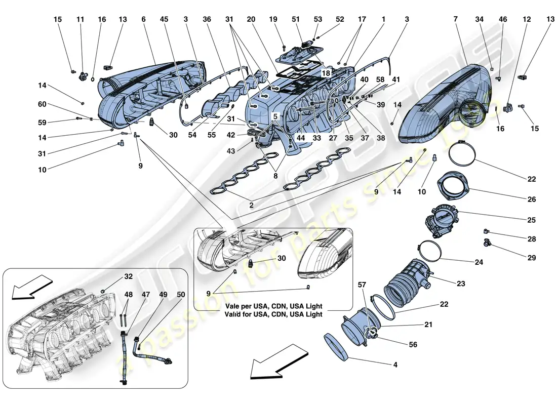 ferrari f12 tdf (usa) colector de admisión diagrama de piezas