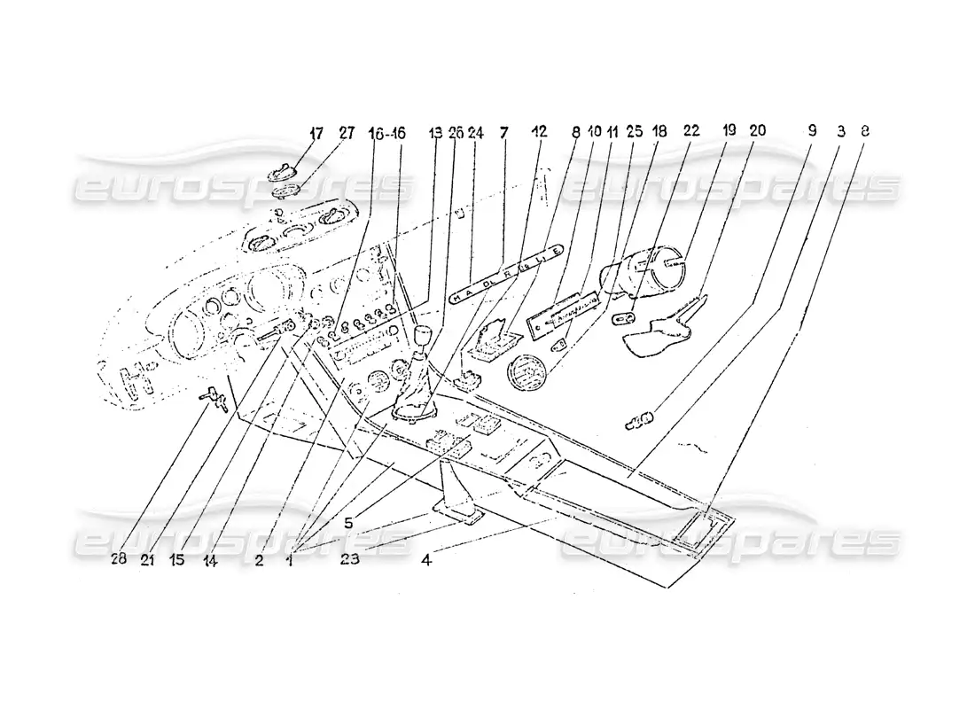ferrari 365 gt 2+2 (coachwork) interruptores interiores: salidas de aire y molduras diagrama de piezas