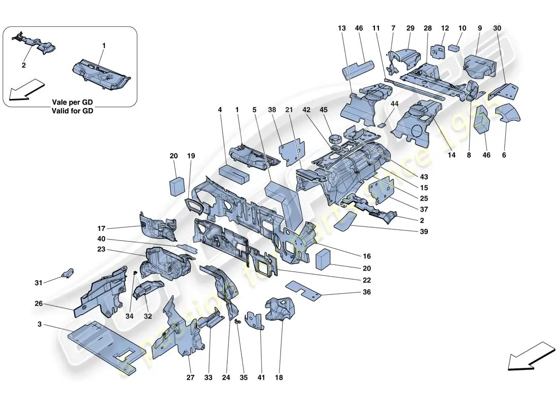 ferrari 812 superfast (europe) aislamiento diagrama de piezas