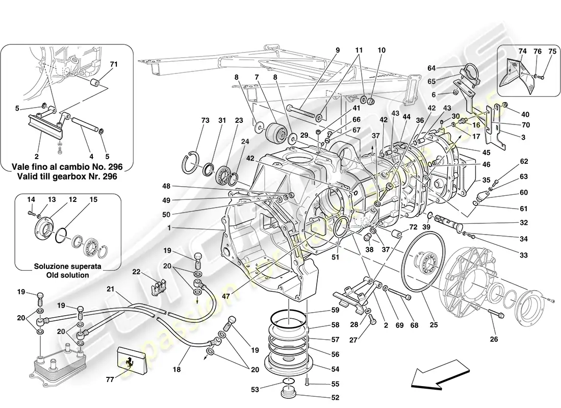 ferrari f430 coupe (europe) gearbox - covers diagrama de piezas