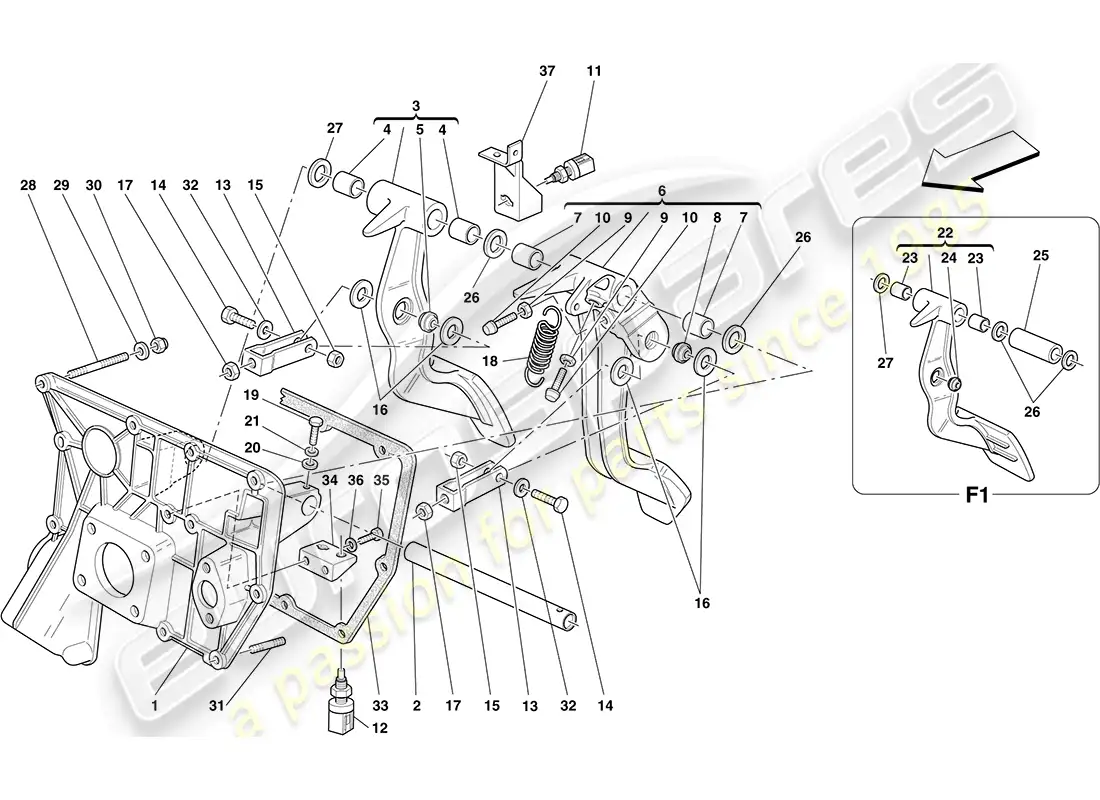 ferrari f430 coupe (europe) pedalera diagrama de piezas