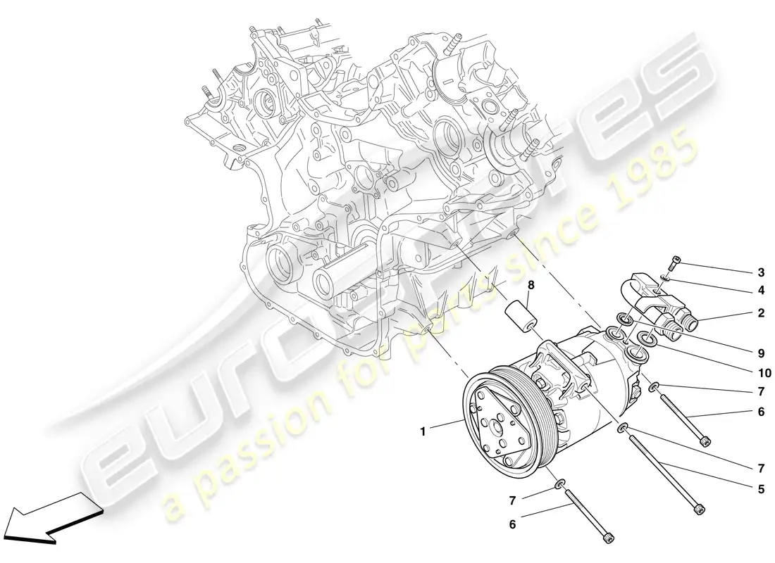 ferrari f430 spider (europe) compresor del sistema de ca diagrama de piezas