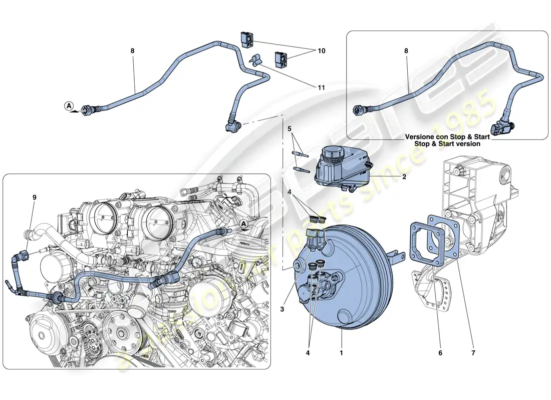 ferrari california t (europe) sistema de servofreno diagrama de piezas