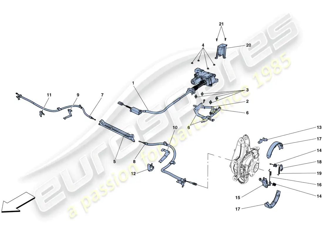 ferrari gtc4 lusso t (usa) control del freno de estacionamiento diagrama de piezas