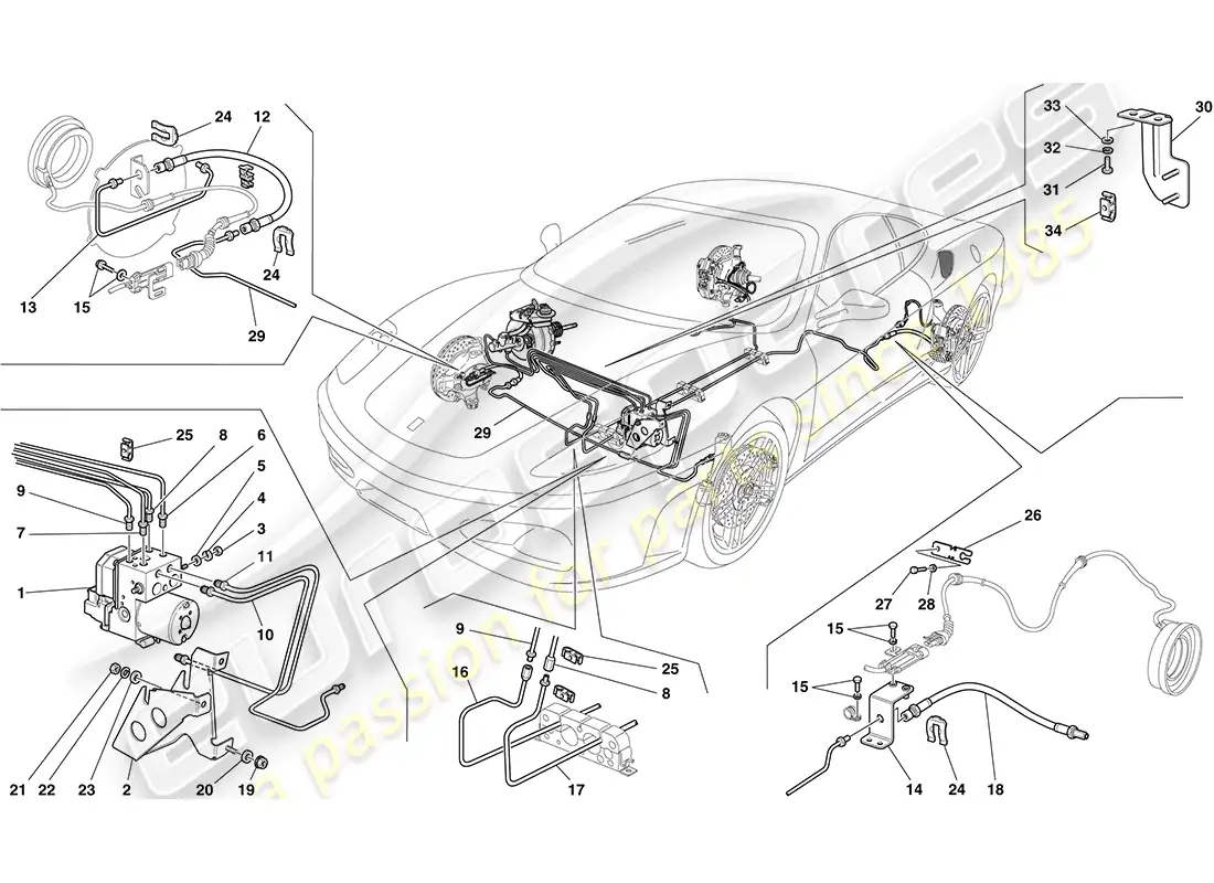 ferrari f430 coupe (europe) brake system diagrama de piezas
