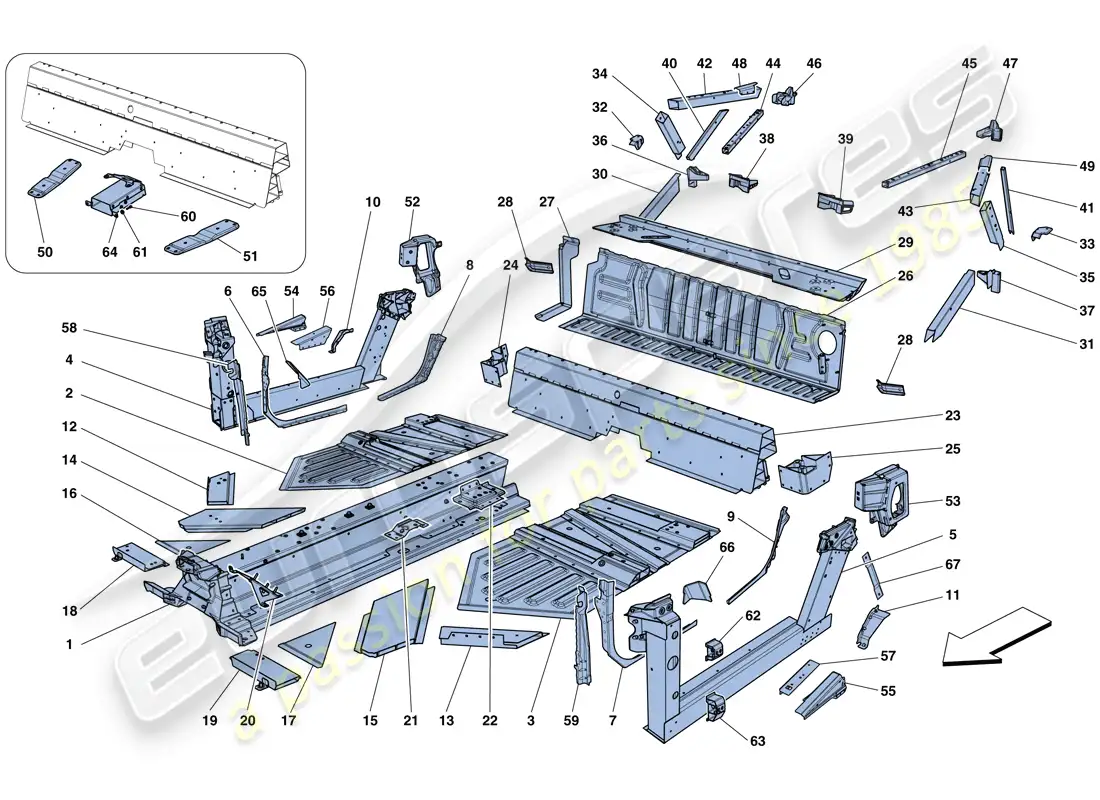ferrari 458 speciale aperta (usa) elementos centrales y paneles diagrama de piezas