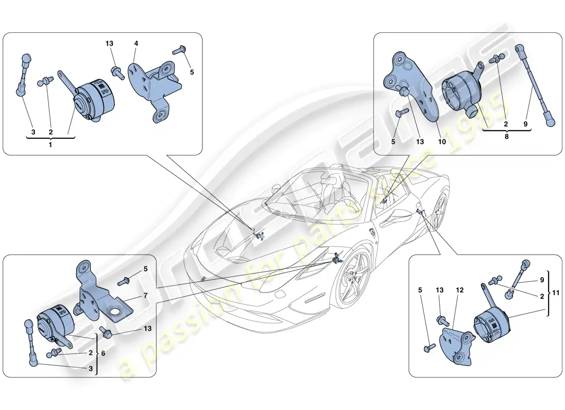 ferrari 458 speciale aperta (usa) gestión electrónica (suspensión) diagrama de piezas
