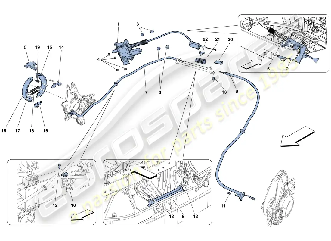 ferrari 458 spider (rhd) control del freno de estacionamiento diagrama de piezas