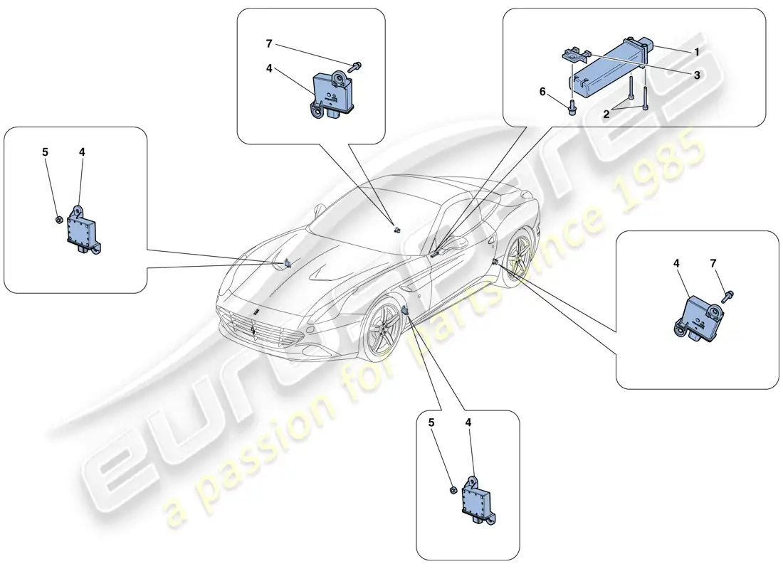 ferrari california t (rhd) sistema de control de presión de neumáticos diagrama de piezas