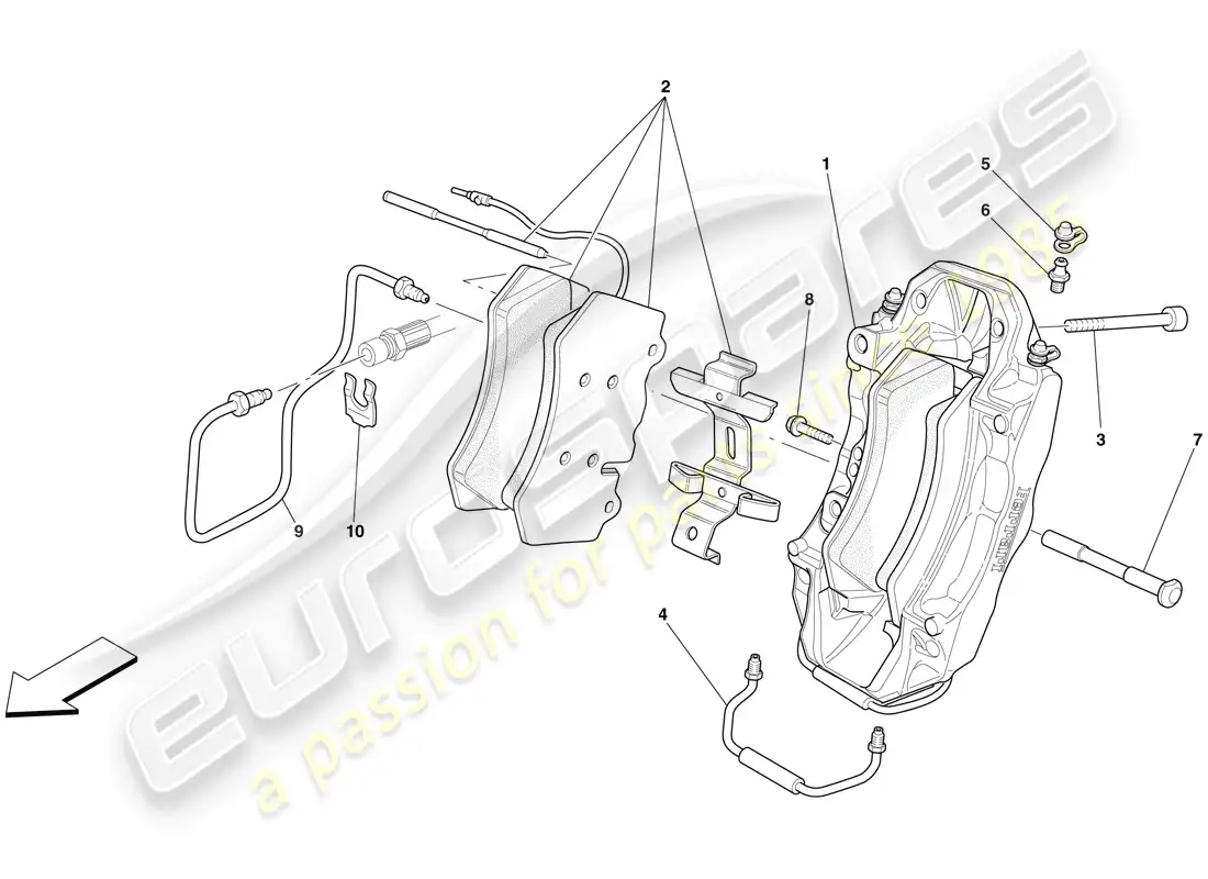 ferrari 599 gtb fiorano (europe) pinza de freno delantero diagrama de piezas