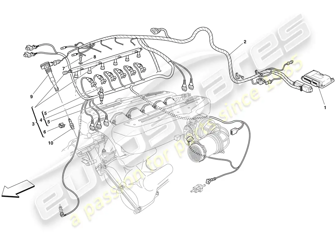 ferrari 599 gtb fiorano (usa) inyección - sistema de encendido diagrama de piezas