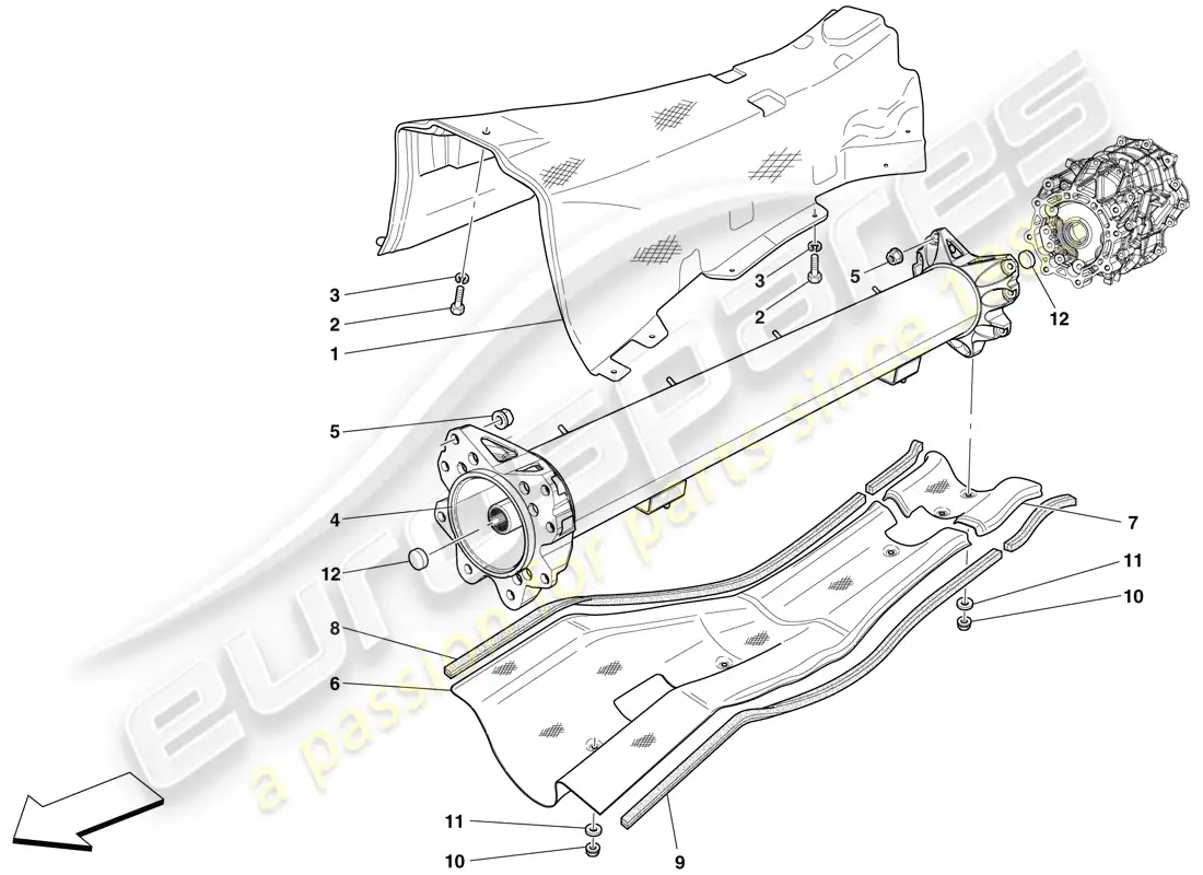 ferrari 599 sa aperta (rhd) tubo conector motor/caja de cambios y aislamiento diagrama de piezas