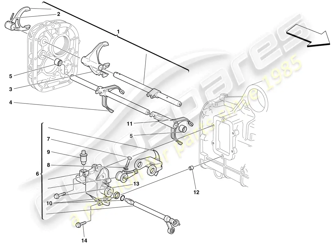 ferrari f430 spider (europe) controles internos de la caja de cambios diagrama de piezas