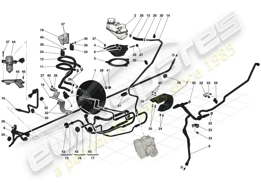 ferrari laferrari (usa) controles de freno hidráulicos y sistema de freno servo diagrama de piezas