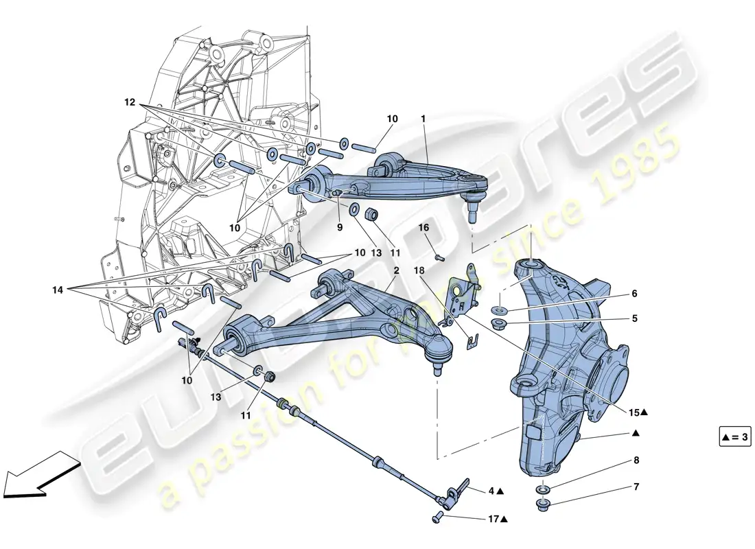 ferrari 812 superfast (europe) suspensión delantera - brazos diagrama de piezas