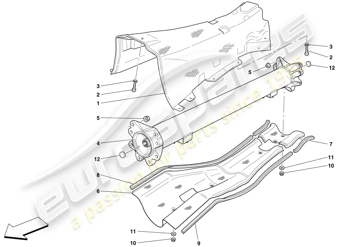 ferrari 599 gtb fiorano (europe) tubo conector motor/caja de cambios y aislamiento diagrama de piezas