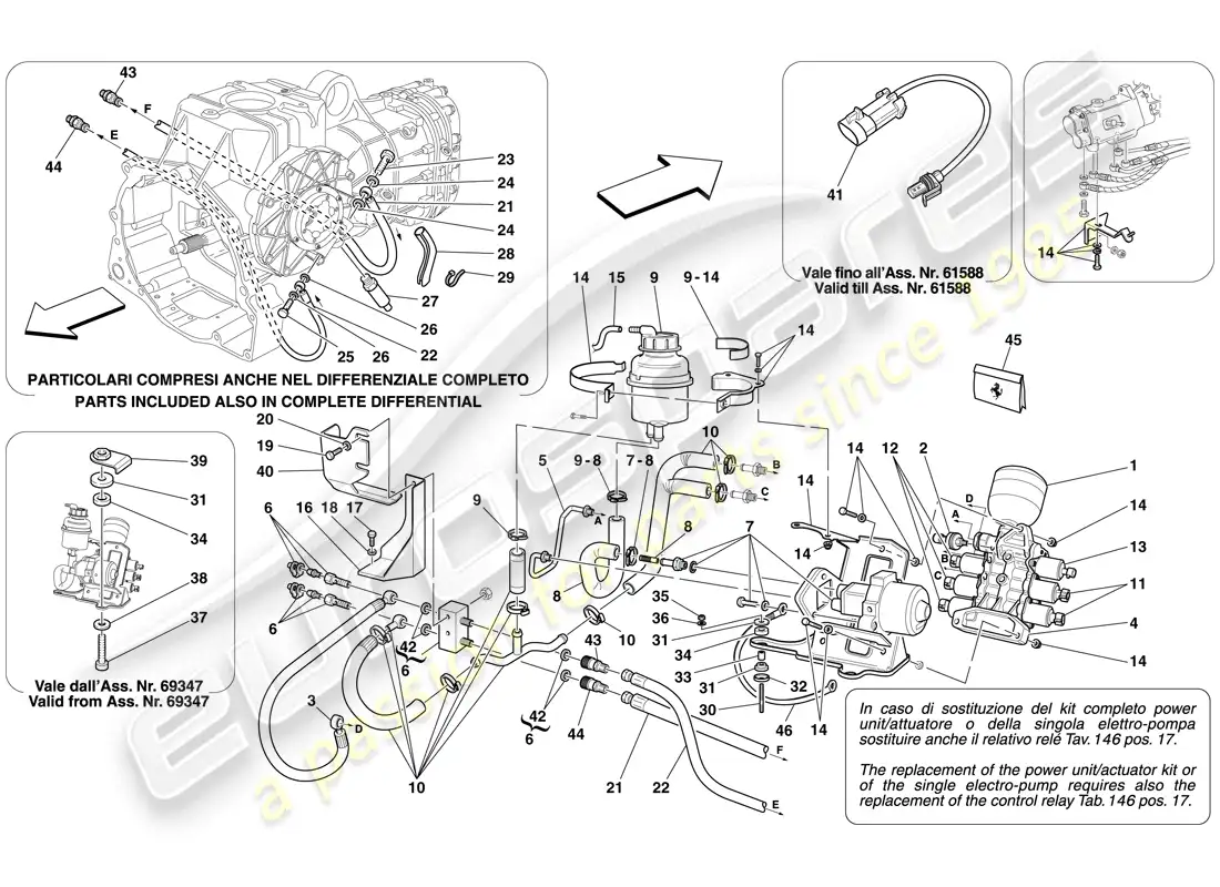 ferrari f430 spider (rhd) power unit and tank diagrama de piezas