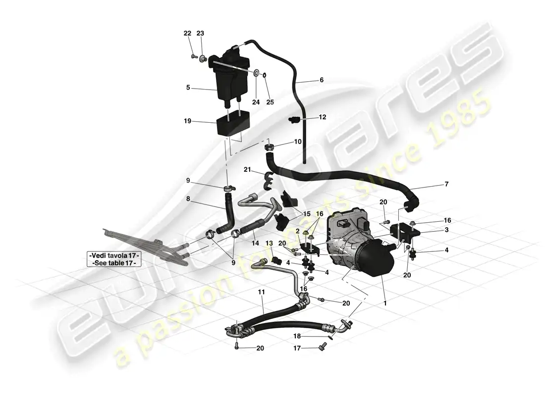 ferrari laferrari (usa) bomba de dirección asistida y depósito diagrama de piezas