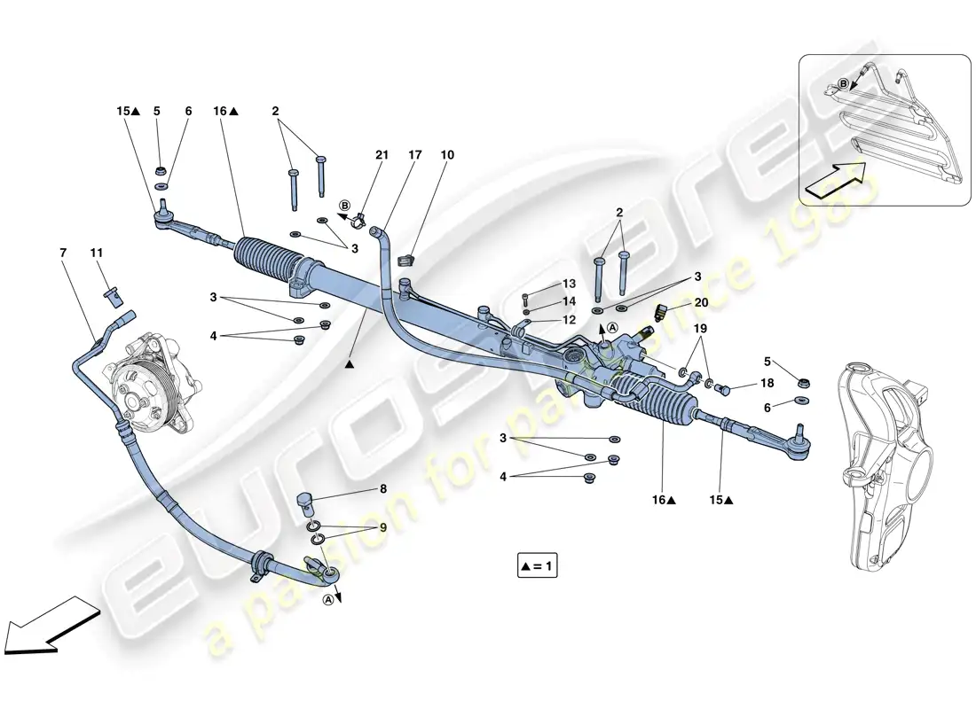 ferrari gtc4 lusso t (usa) caja de dirección asistida hidráulica diagrama de piezas