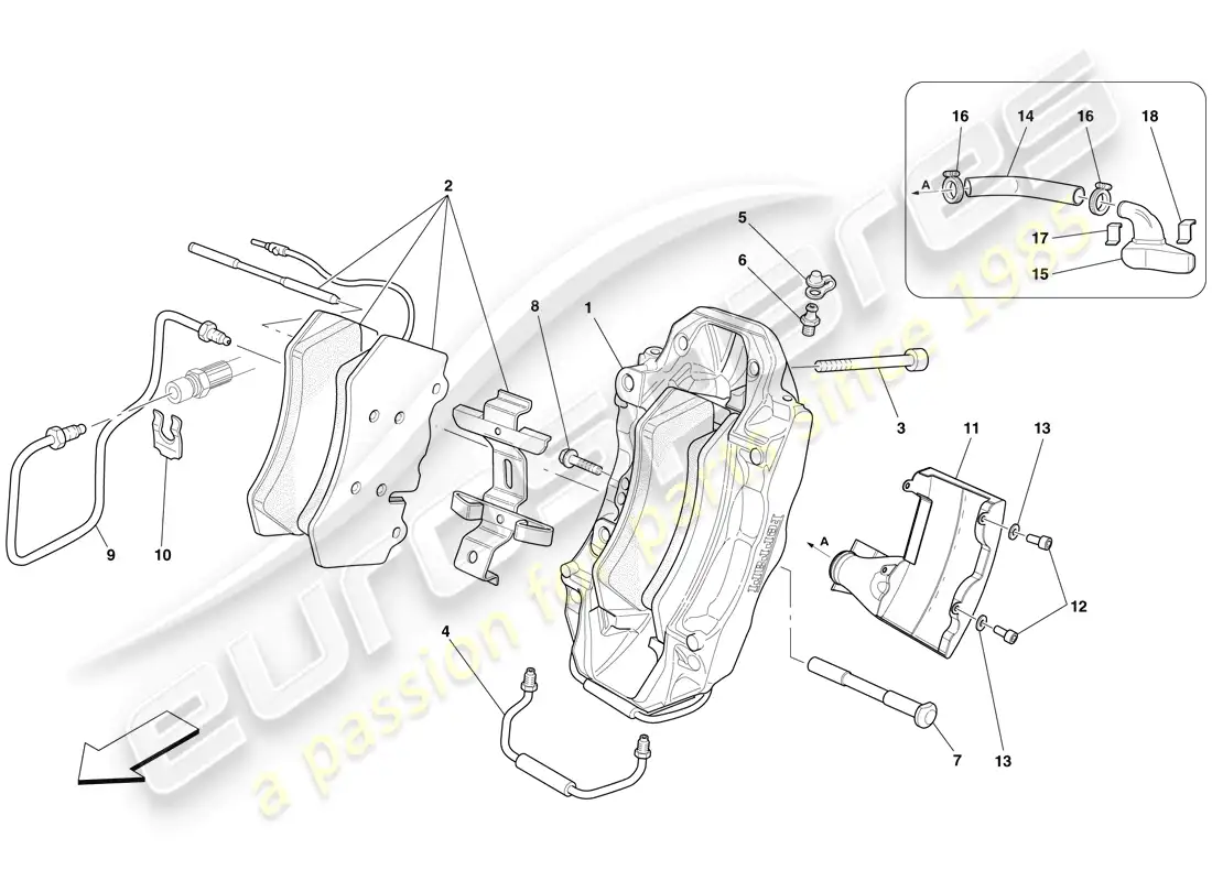 ferrari 599 gto (europe) pinza de freno delantero diagrama de piezas