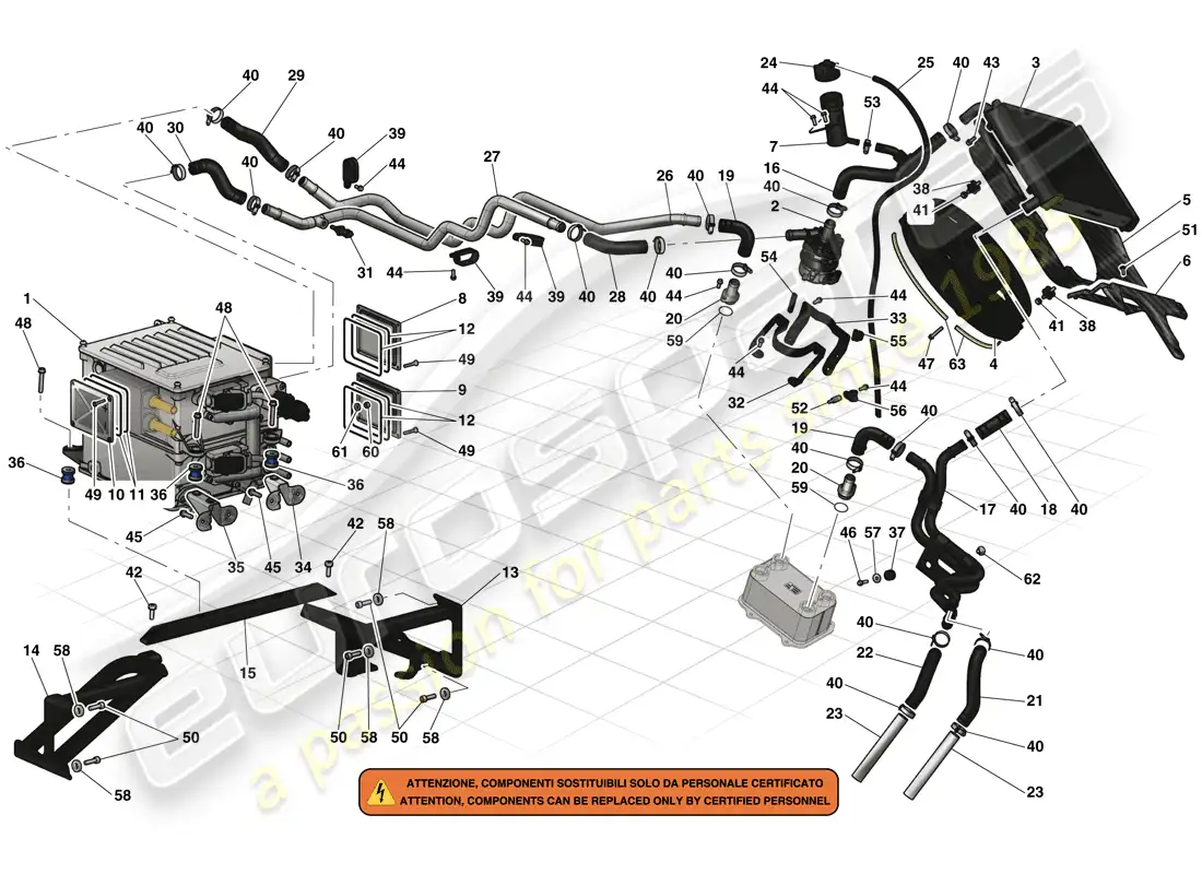 ferrari laferrari (usa) inversor y refrigeración diagrama de piezas