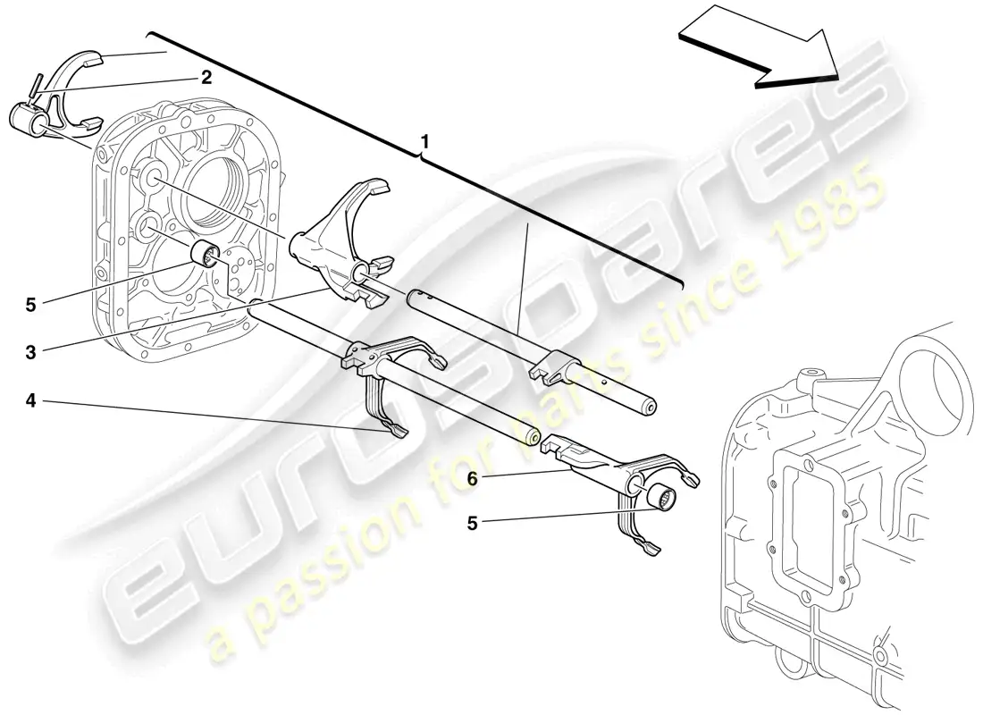 ferrari f430 scuderia (europe) controles internos de la caja de cambios diagrama de piezas