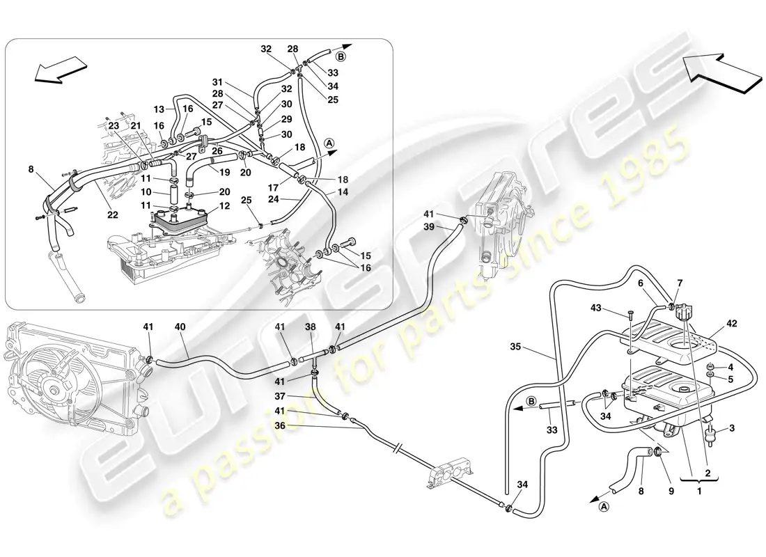 ferrari f430 scuderia (usa) tanque previsor diagrama de piezas