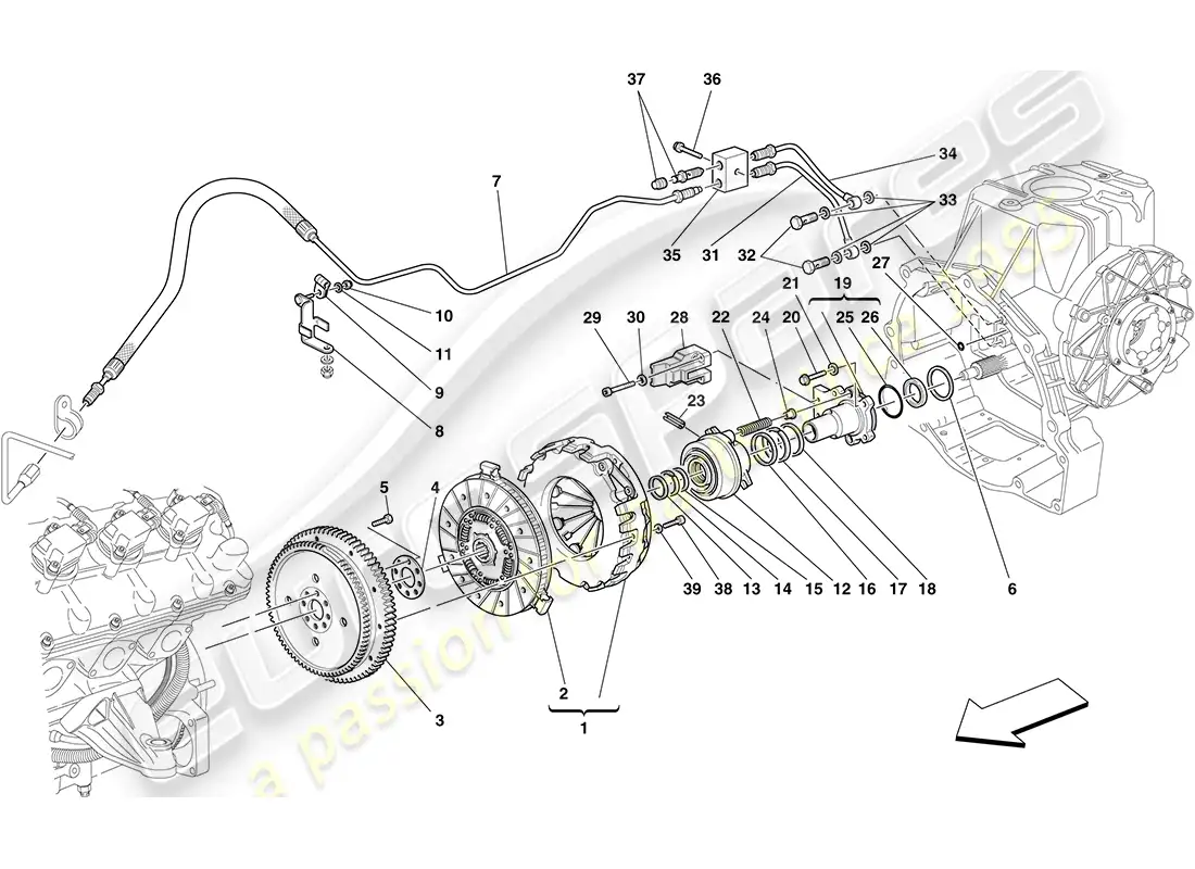 ferrari f430 coupe (rhd) embrague y controles diagrama de piezas