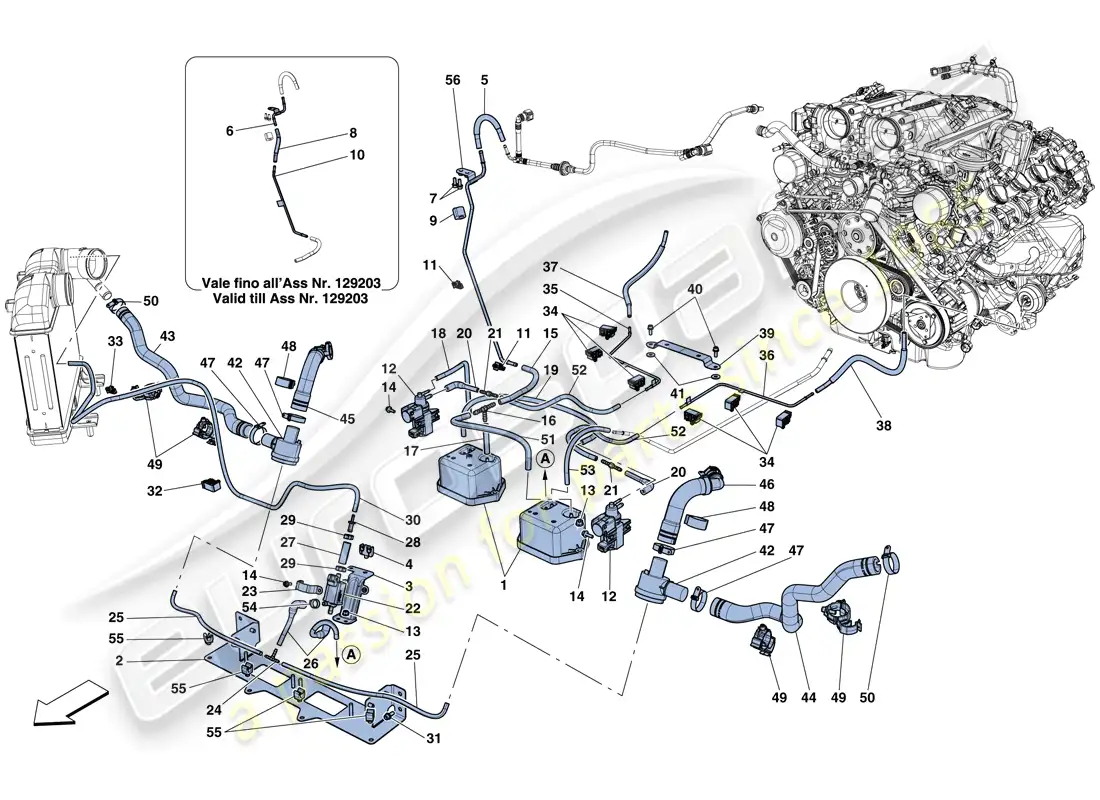 ferrari california t (rhd) ajustes del sistema de turbocompresor-solución encontrada- diagrama de piezas