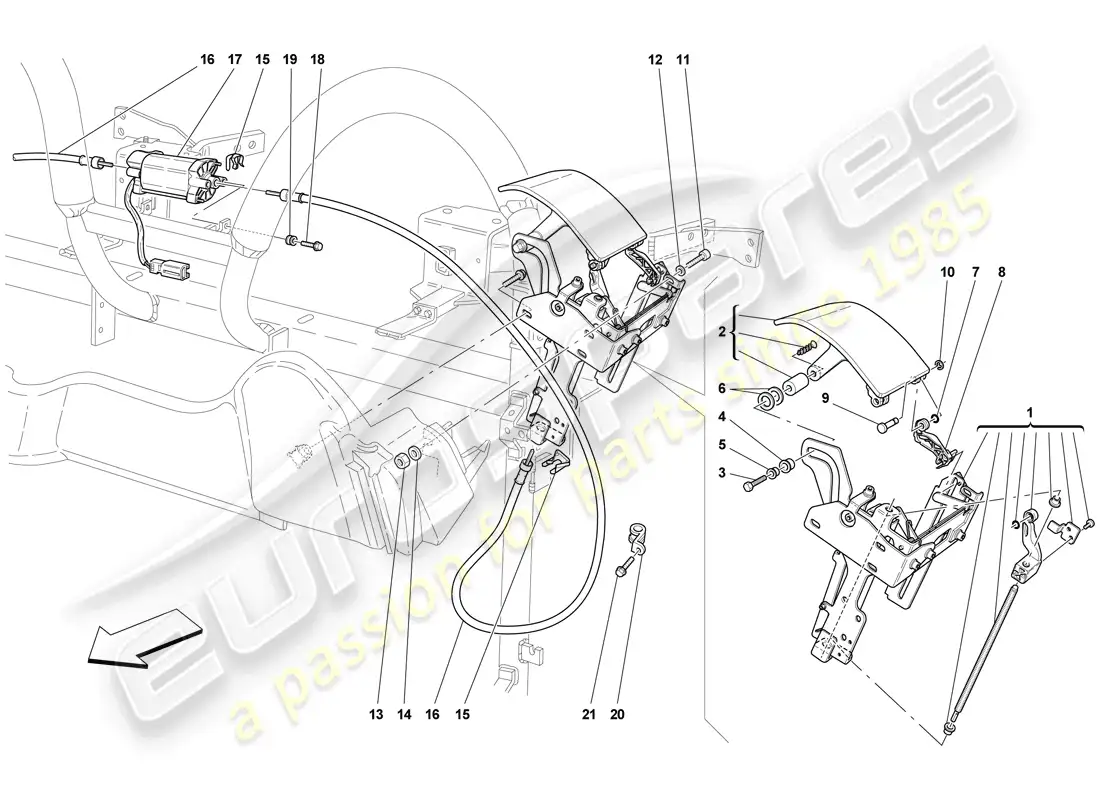 ferrari f430 scuderia spider 16m (europe) control de techo y trampilla diagrama de piezas