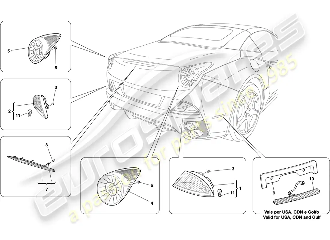 ferrari california (europe) luces traseras diagrama de piezas