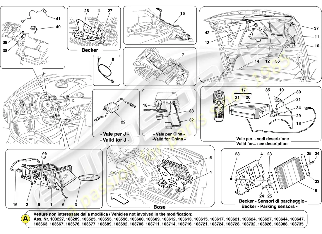 ferrari california (europe) infotainment system diagrama de piezas
