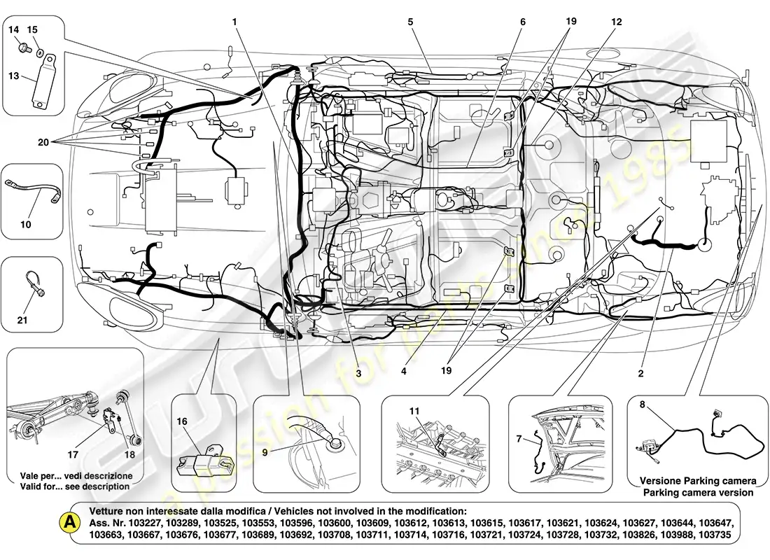 ferrari california (europe) arneses de cableado principales diagrama de piezas