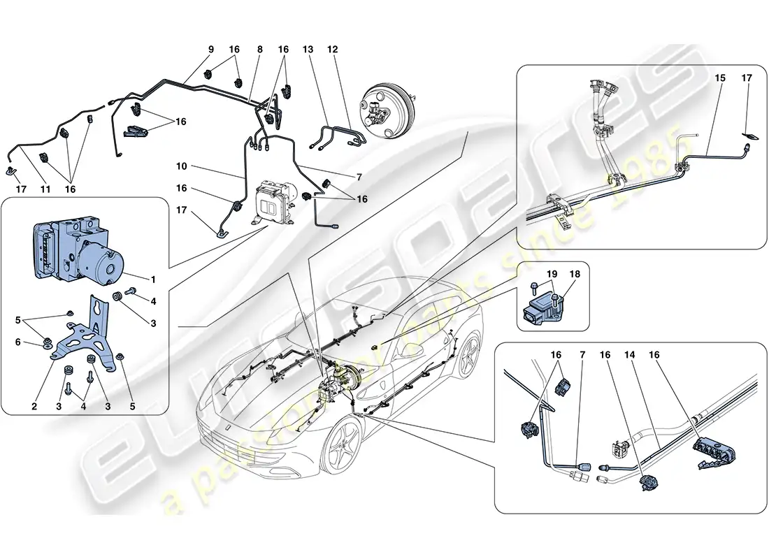 ferrari ff (europe) brake system diagrama de piezas