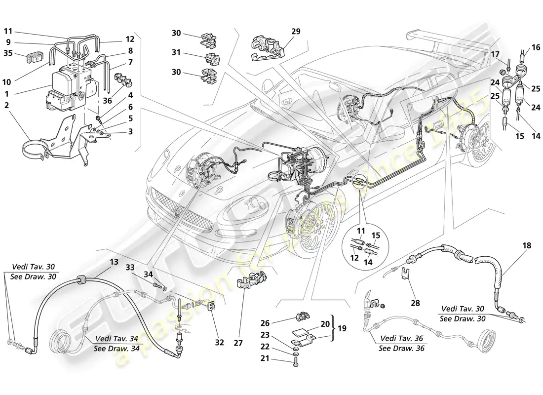 maserati trofeo sistema de frenado diagrama de piezas