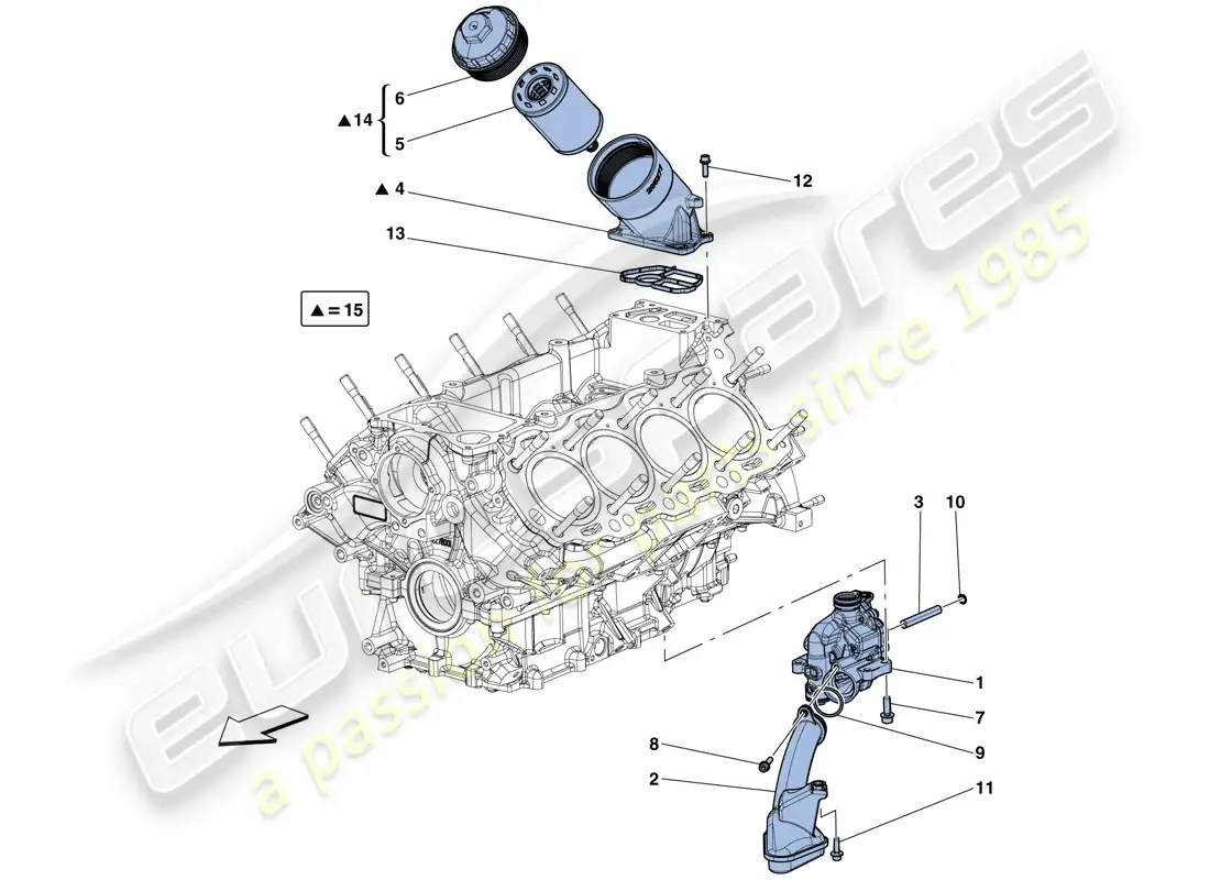 ferrari california t (usa) lubrication: pump and filter diagrama de piezas