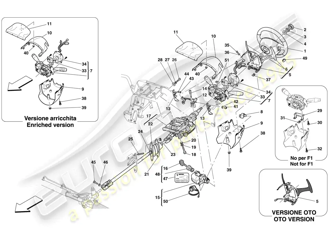 ferrari 612 scaglietti (europe) control de dirección diagrama de piezas