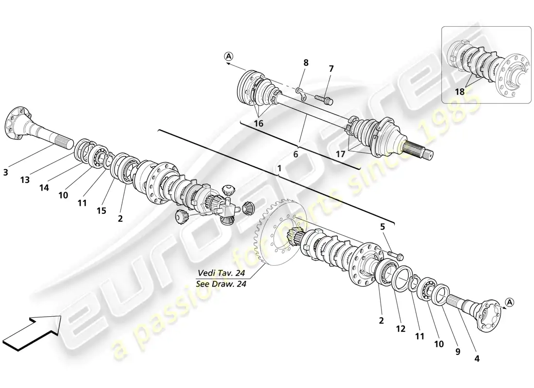 maserati trofeo diferencial y eje diagrama de piezas