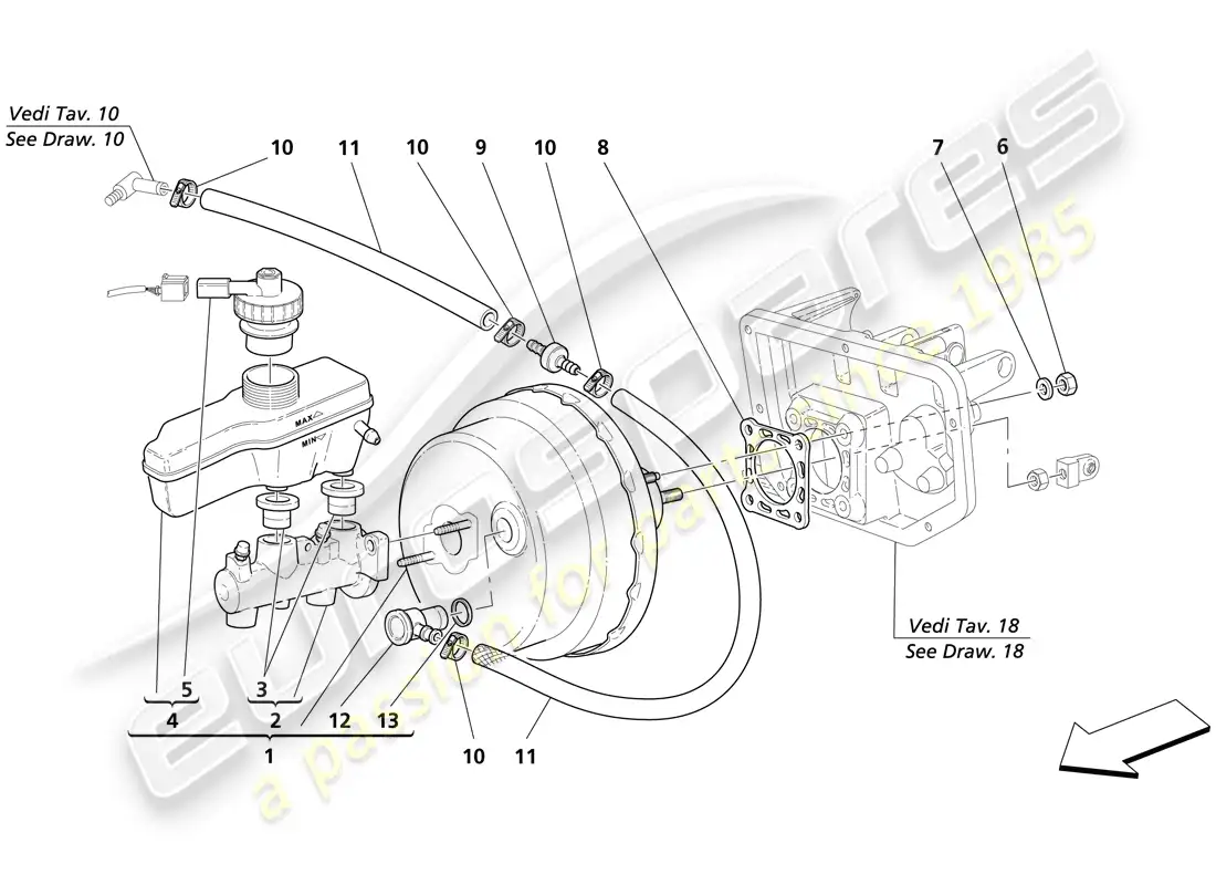 maserati trofeo frenos mandos hidráulicos diagrama de piezas