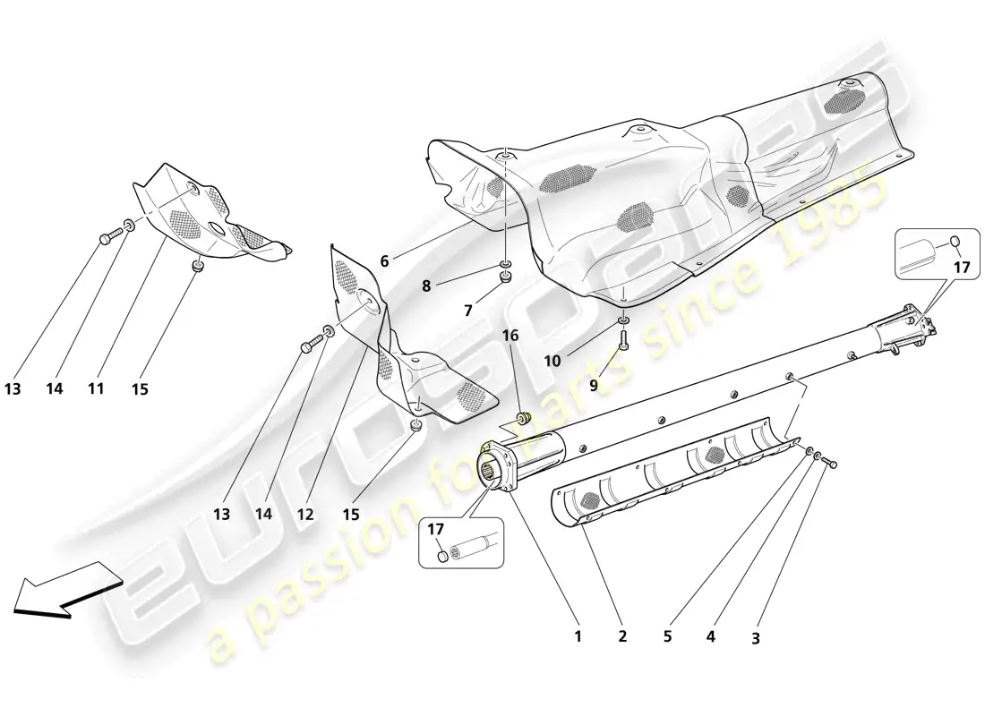 maserati trofeo tubo de conexión motor - transmisión y aislamientos diagrama de piezas